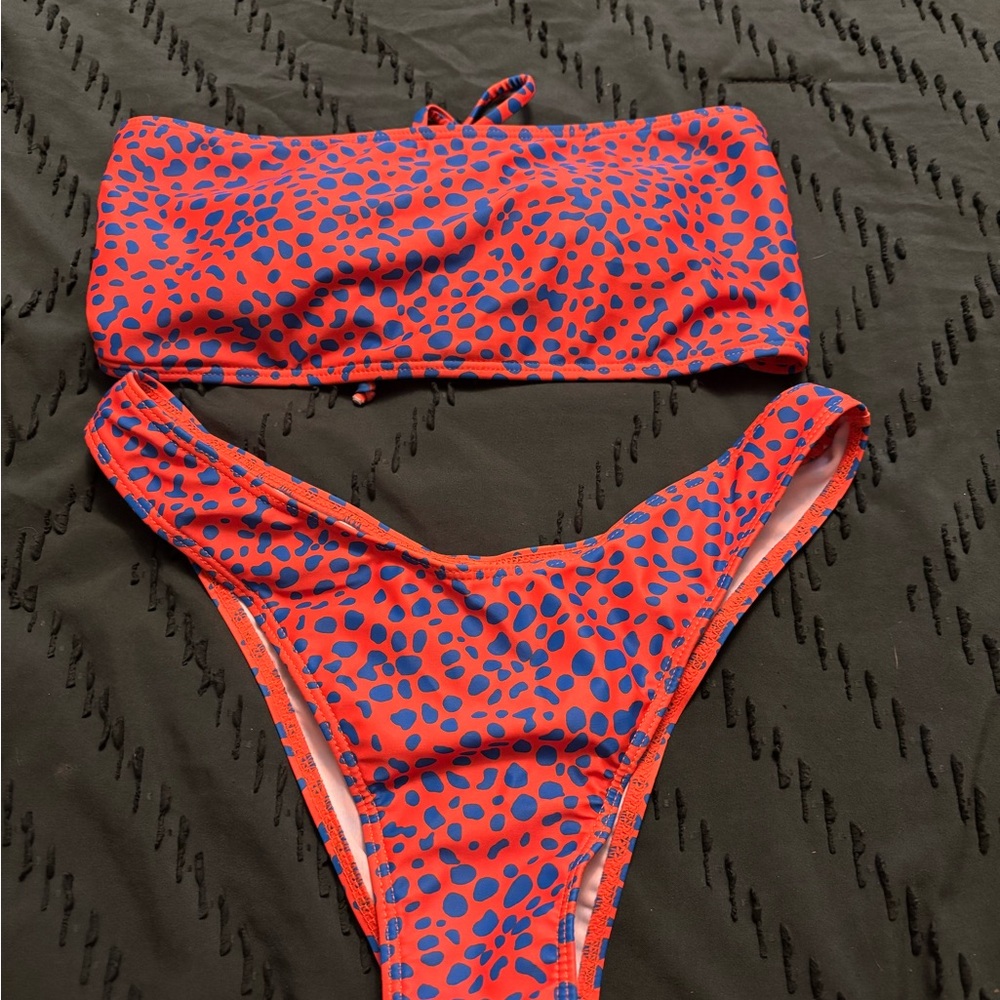 SHEIN Red and Blue Leopard Bikini